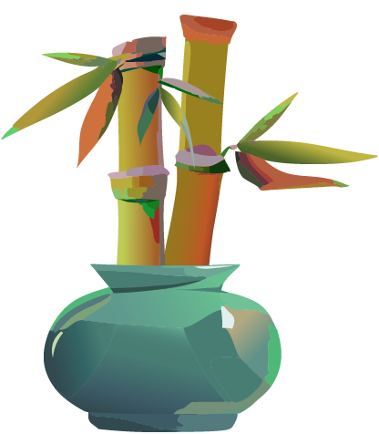 Young bamboo plant with more leaves
